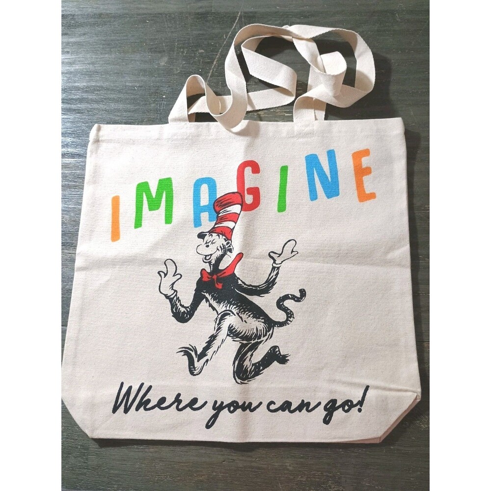 Dr. Seuss Cat In A Hat Imagine Where You Can Go Canvas Tote Bag
